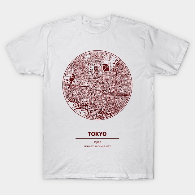 Tokyo city map coordinates T-Shirt by SerenityByAlex